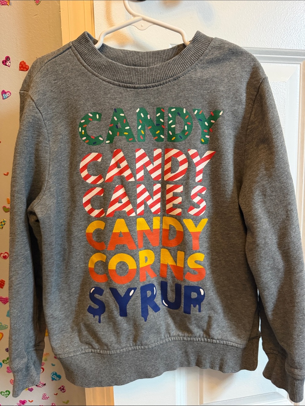 Hanna Andersson Grey Sweatshirt with Colorful Candy Graphic